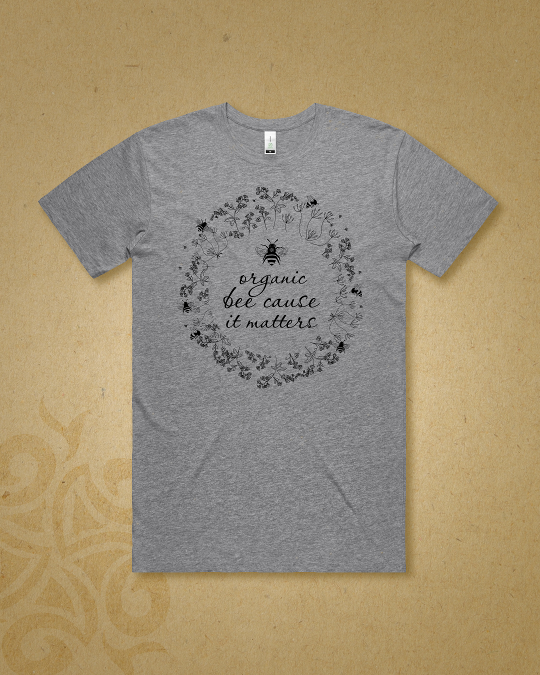Organic Bee Cause it Matters Tee shirt Floral Te Whare Ra